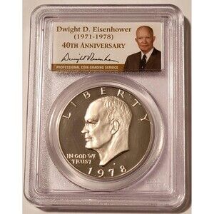 1978 S Eisenhower Dollar Proof PR69 DCAM PCGS 40th Anniversary Label